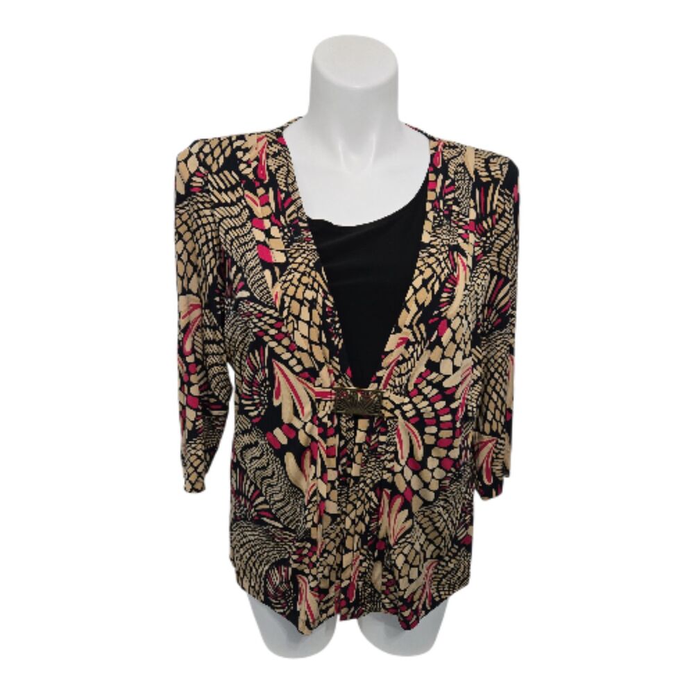 JM Collection Buckle Accented Blouse Women XL Multicolor